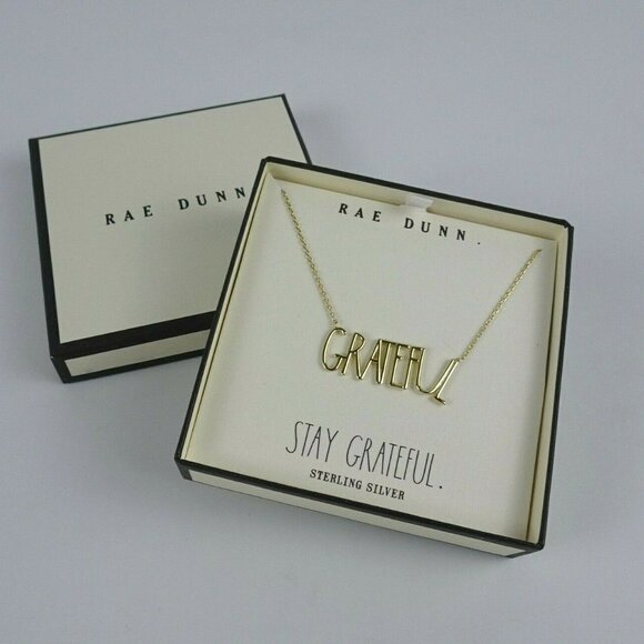 New Rae Dunn GRATEFUL Necklace 14K Gold Plated - Picture 1 of 8